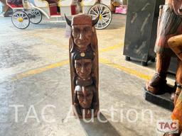 3 Headed Indian Totem Pole