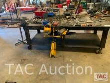 8 Foot Steel Table With Miscellaneous Tools