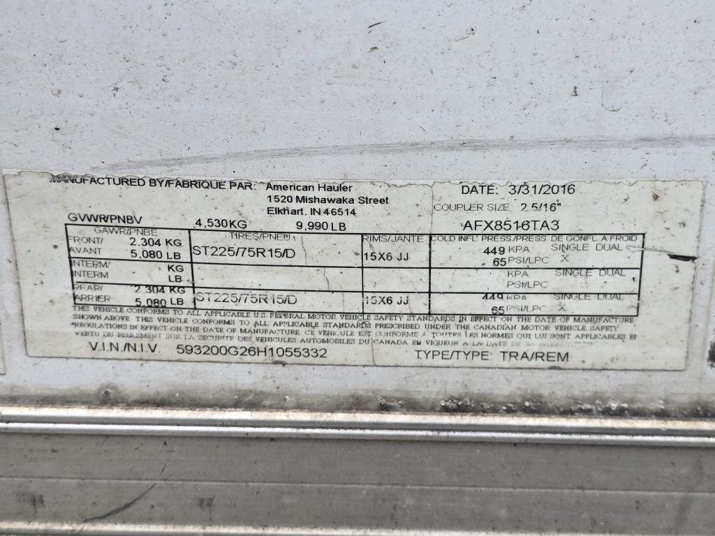 2016 american hauler tandem axle enclosed trailer