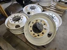 Set of Four (4) White Painted Steel Truck Wheels