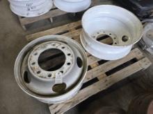Set of Two (2) White Painted Steel Truck Wheels