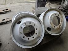 Lot of Four (4) White Painted Steel Truck Wheels