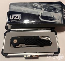 POCKET KNIFE, GREEN BERET FOLDER & UZI KNIVES (LOT OF 3)