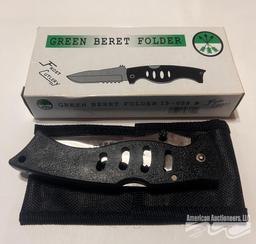 POCKET KNIFE, GREEN BERET FOLDER & UZI KNIVES (LOT OF 3)