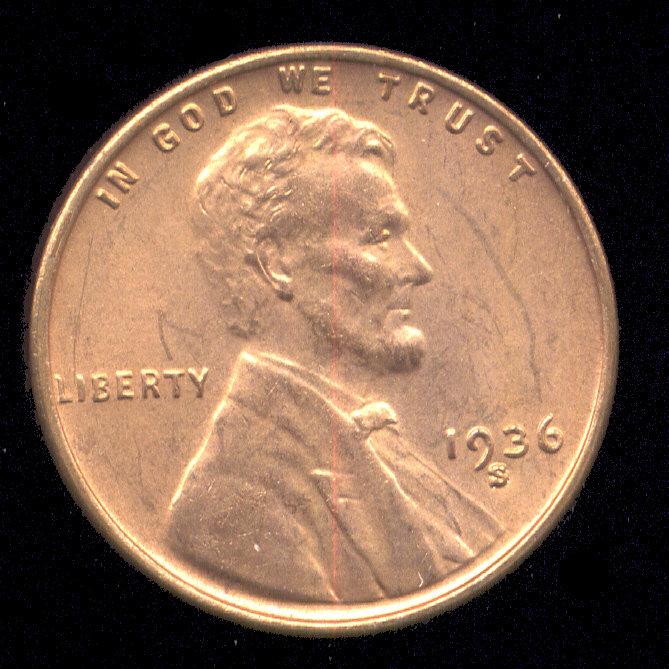 1936-S ... BU RED GEM / UNC ... Lincoln Cent