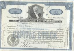 THE NEW YORK CENTRAL RAILROAD COMPANY STOCK CERTIFICATE