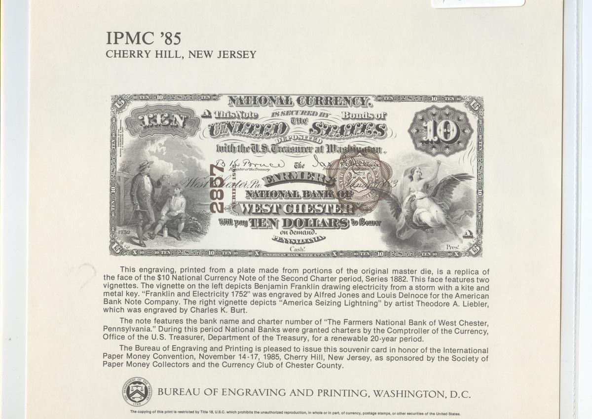 BEP SOUVENIR CARD OF IPMC "85