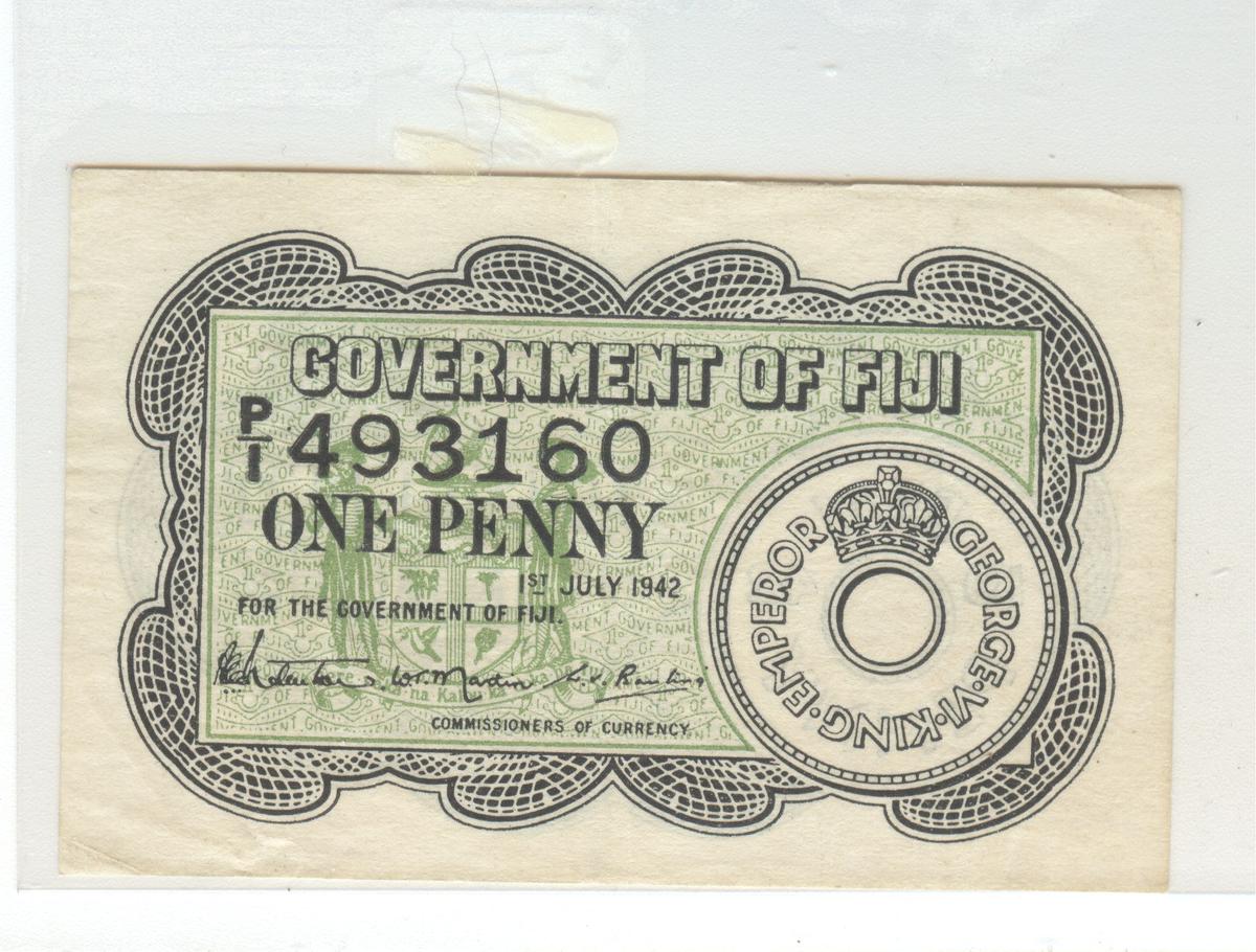 1942 GOVERNMENT OF FIJI ONE CENT