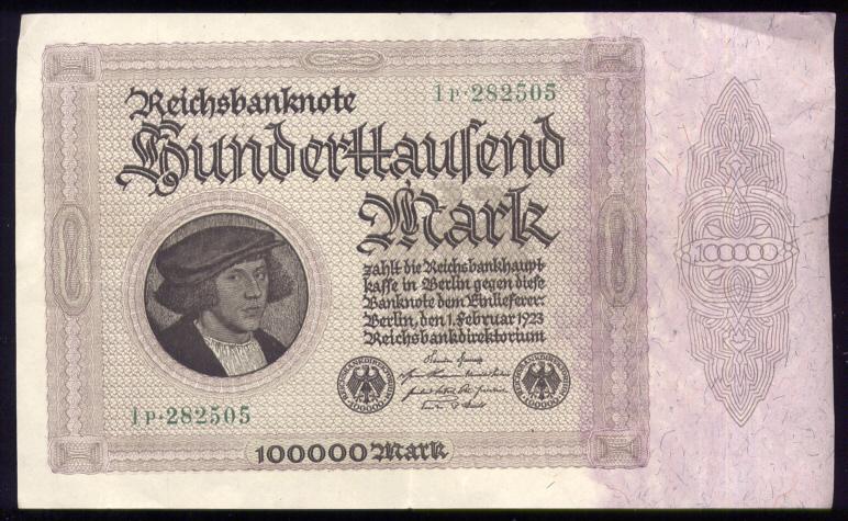 100,000 Reichsmarks ... Old German Bank Note