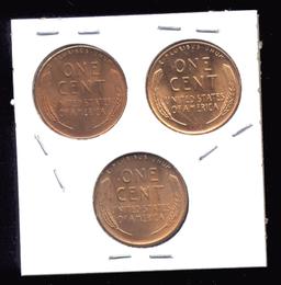 3 RED BU UNC ... Lincoln Wheat Back Cents