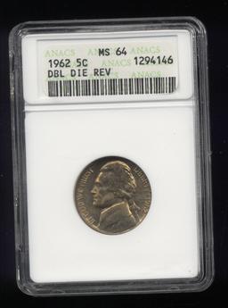 1962 ... DDR  ANACS  MS-64 ... Jefferson Nickel