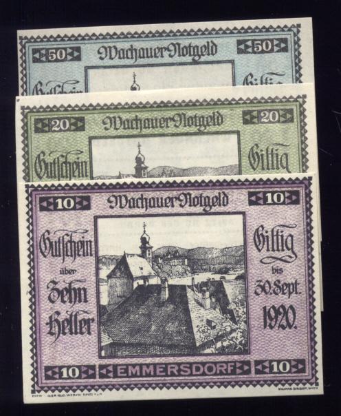 3 Note Set ... 1920 Notgeld ... Old Money
