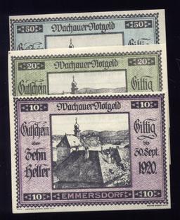 3 Note Set ... 1920 Notgeld ... Old Money
