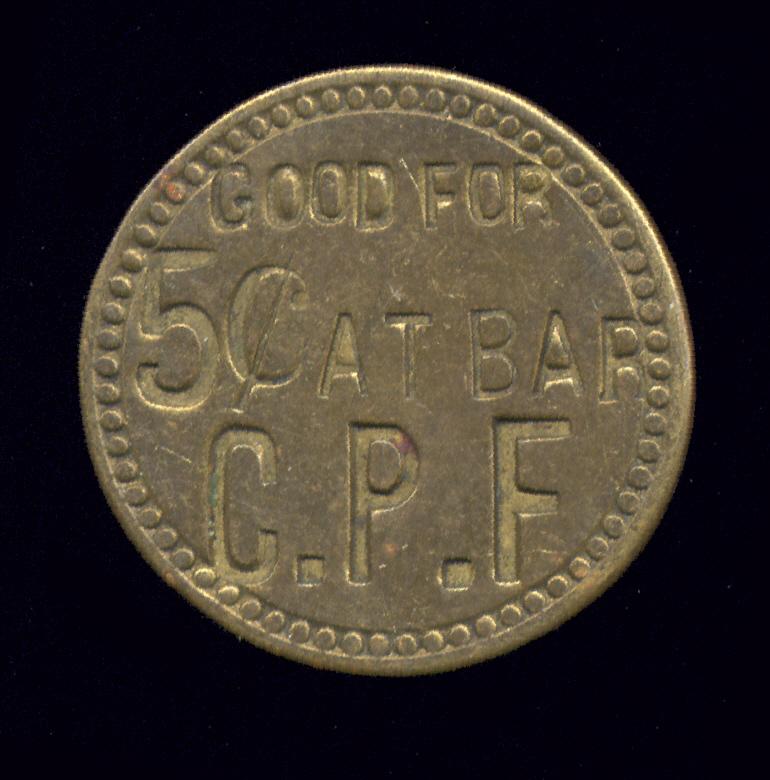 Good for 5 Cents at Bar ... Old Token