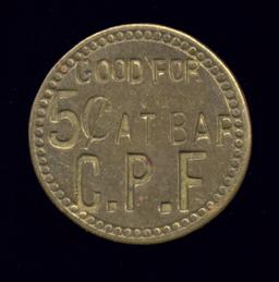 Good for 5 Cents at Bar ... Old Token