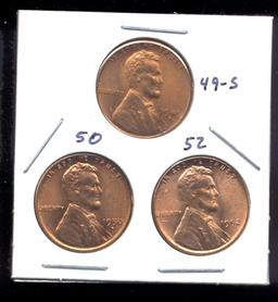 3 RED BU UNC ... Lincoln Wheat Back Cents
