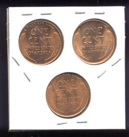 3 RED BU UNC ... Lincoln Wheat Back Cents