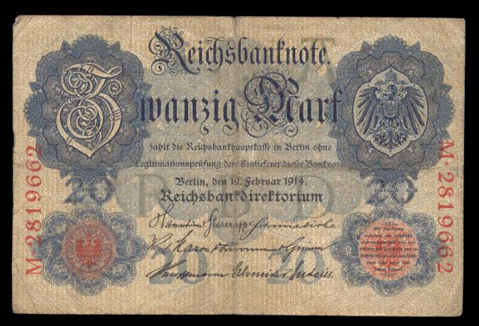 1914 ... 20 Marks ... Old German Banknote