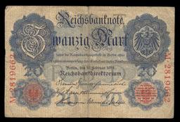 1914 ... 20 Marks ... Old German Banknote