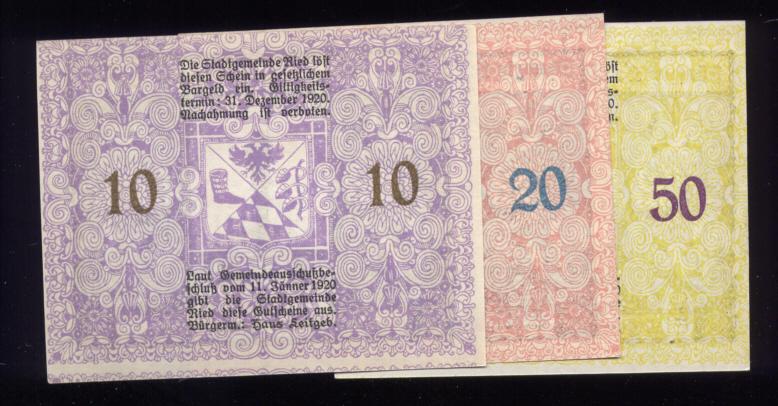 3 Note Set ... 1920 Notgeld ... Old Money