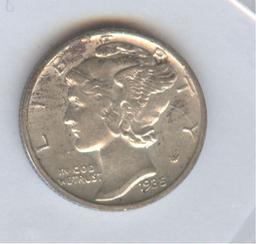 1935-D MERCURY DIME, FSB