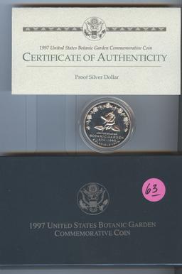 1997 BOTANIC GARDEN COMMEMORATIVE PROOF SILVER DOLLAR