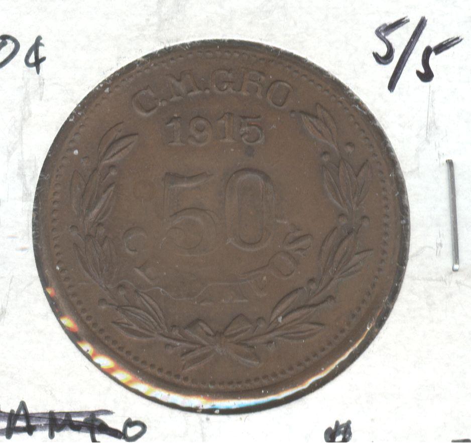 1915 C.M. GRO/MEX 50 CENTAVOS