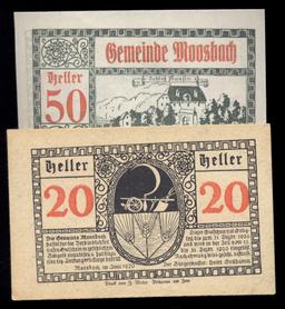 2 Note Set ... 1920 Notgeld ... Old Money