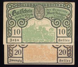 2 Note Set ... 1920 Notgeld ... Old Money