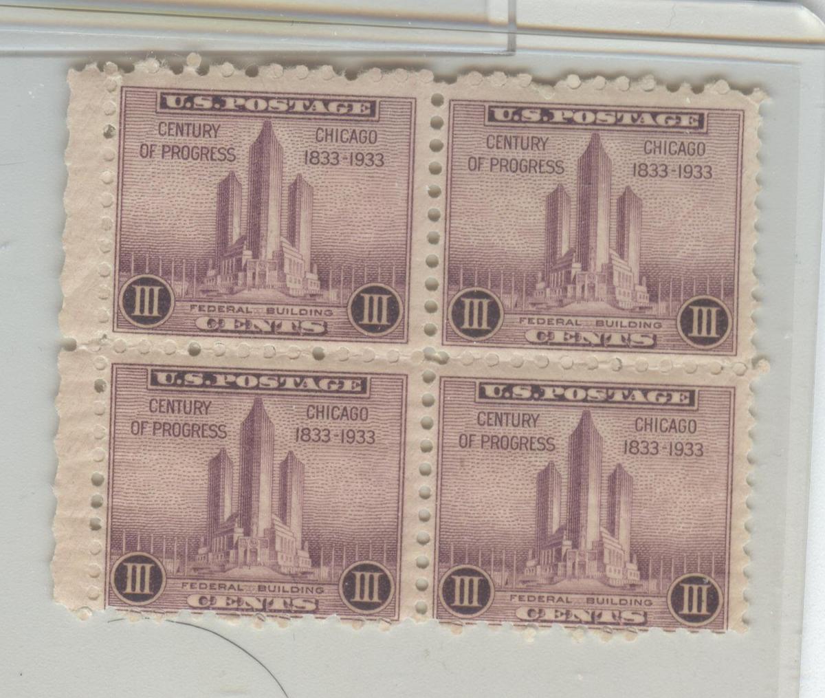 MNH BLK OF FOUR 3c STAMPS FROM 1930's