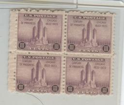 MNH BLK OF FOUR 3c STAMPS FROM 1930's