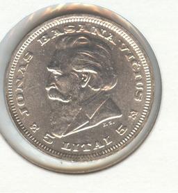 *1936 LITHUANIA 5 LITAI SILVER