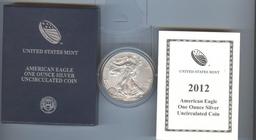 2012 UNC AMERICAN SILVER EAGLE