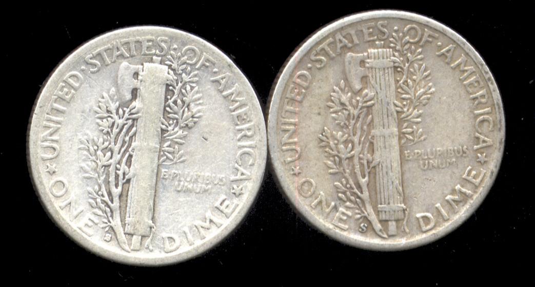 1945-S ... Micro "S" & Regular "S" ... Mercury Dime