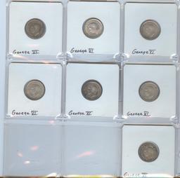 *SEVEN DIFFERENT CANADIAN SILVER 10 CENTS