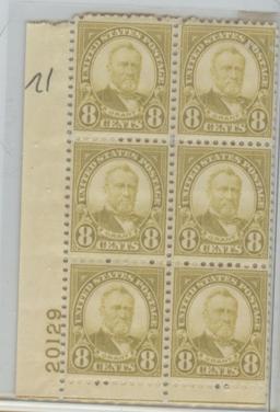 MNH PLATE BLK OF 6, 1927 SCOTT #640