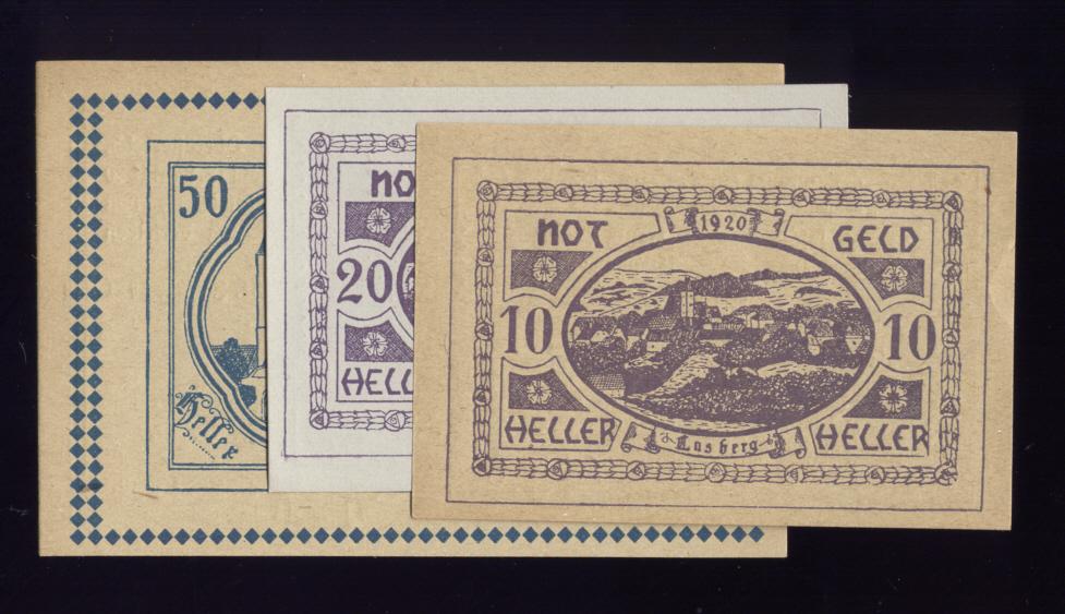 3 Note Set ... 1920 Notgeld ... Old Money