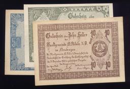 3 Note Set ... 1920 Notgeld ... Old Money