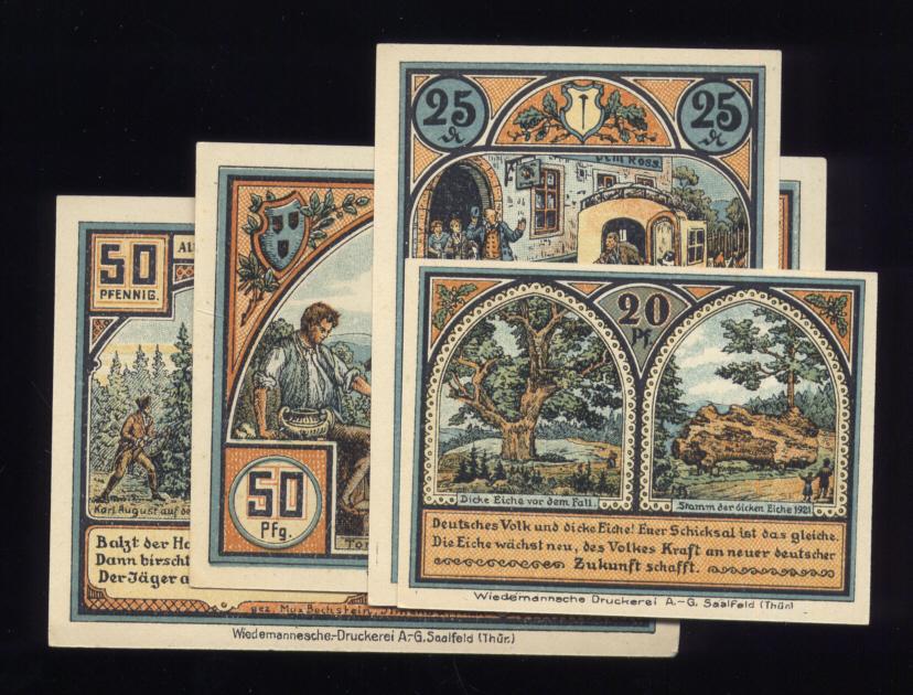 4 Note Set ... 1921 Notgeld ... Old Money