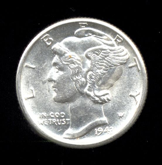 1943-D ... FSB  UNC ... Mercury Dime