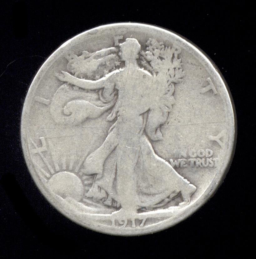 1917 ...  Bold Clear Date  ... Walking Liberty Half Dollar