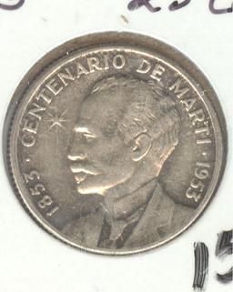 *1953 CUBA 25 CENTAVOS