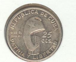 *1953 CUBA 25 CENTAVOS