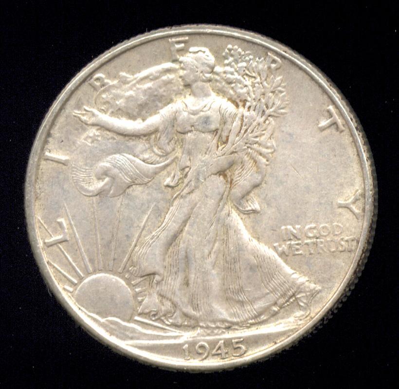 1945 ...  AU ... Walking Liberty Half Dollar
