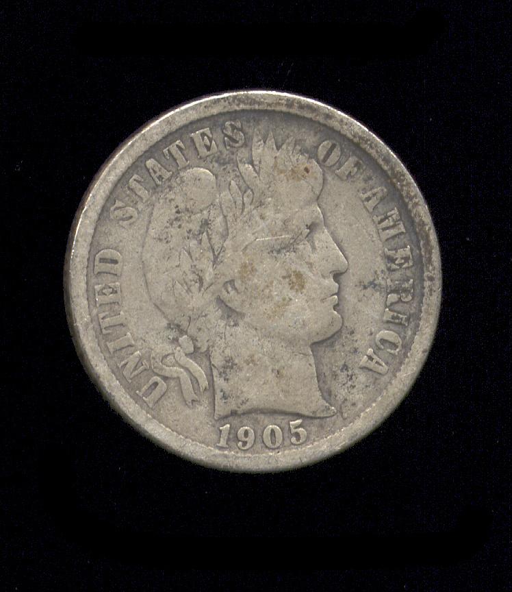 1905-S ... Better Date ... Barber Dime