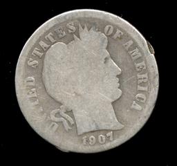 1907-D ... Better Date ... Barber Dime