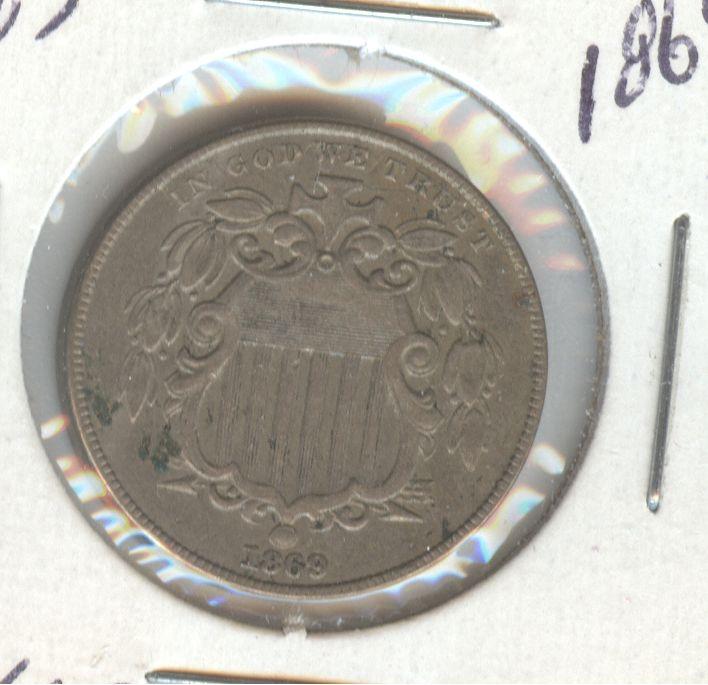 1869 SHIELD NICKEL