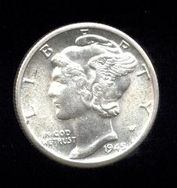 1945-D ... FSB  GEM ... Mercury Dime