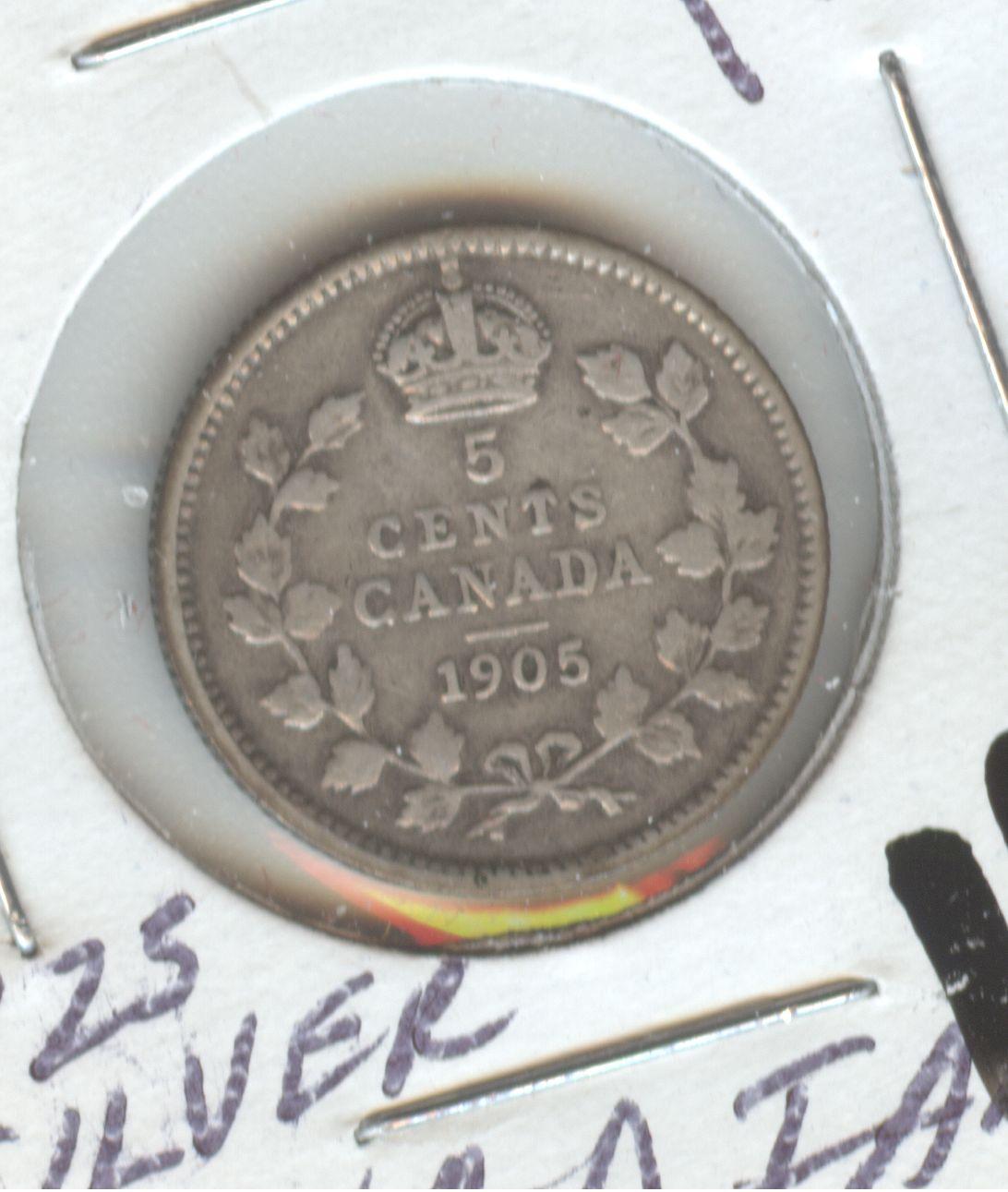 1905 CANADA 5c SILVER