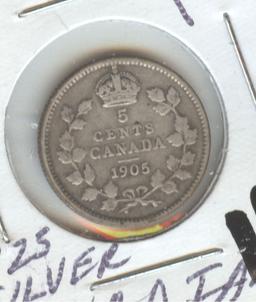 1905 CANADA 5c SILVER